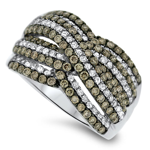 Layering Chocolate & White Diamond Fashion Ring
