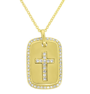 Yellow Gold Diamond Cross Necklace