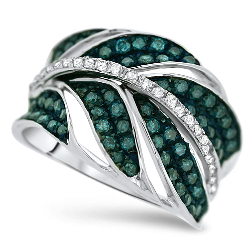 Blue Diamond Leaf Fashion Ring